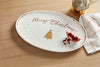 Mud Pie Home MERRY CHRISTMAS Oval Ivory Serving Platter w/ Gold Splatter