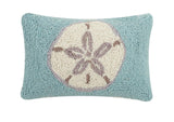 Beach Sand Dollar Seashore Home Mini Hooked Wool Accent Pillow