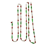 Kurt Adler 9' Green Red and White Bugle Plastic Bead Christmas Garland