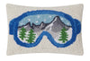 Ski Goggles Mountain Scene Winter Hook Wool Throw Pillow 8" x 12"