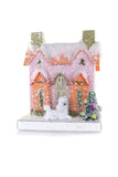 Cody Foster Pink and Orange Chateau with Poodle Dog Putz Paper Village House