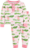 Mud Pie Kids Golf Green Course Print Girls Pink Bamboo Pajama 2 Pc Set