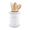 Mud Pie Home White Wash Wood Beaded Edge Kitchen Counter Cooking Utensil Holder