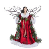 Kurt Adler 14" Woodland Red Christmas Tree Angel Topper with Twig Wings