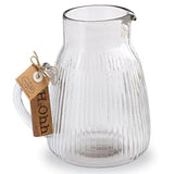 Mud Pie Home H2OHH Clear Ribbed Glass Water Drink Serving Pitcher 62 Oz