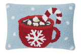 Mug Hot Chocolate Candy Cane Hook Wool Throw Pillow 8" x 12"