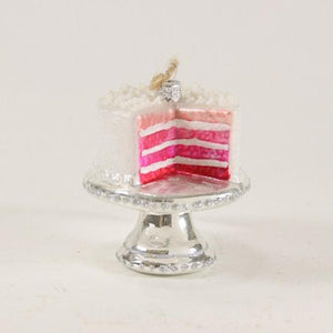 Cody Foster Pink Ombre Hue Cake and Stand Bakery Glass 3" Christmas Ornament