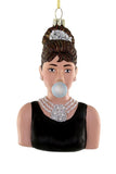 Cody Foster AUDREY HEPBURN Blowing Bubble Gum Bubble Glass Ornament