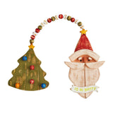 Mud Pie Home Wood Santa and Tree Beaded Double Hanging Christmas Ornament