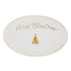 Mud Pie Home MERRY CHRISTMAS Oval Ivory Serving Platter w/ Gold Splatter