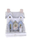 Cody Foster 6.75" White and Blue Petite French Villa Christmas House with Santa