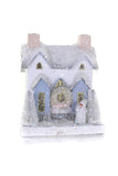 Cody Foster 6.75" White and Blue Petite French Villa Christmas House with Santa