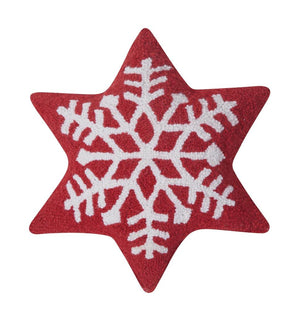 Winter Snowflake Shape Red Hook Wool Throw Pillow 14" Wide