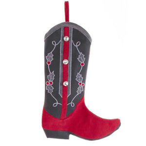 Kurt Adler Red Western Cowboy Boot Design 18.5" Christmas Stocking