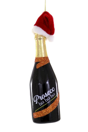 Cody Foster PROSEC-HO-HO-HO Bottle of Prosecco Champagne Glass Ornament