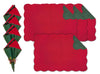 C & F Quilted Products 13" x 19" Rectangle Red Green Reversible Christmas Placemat Cloth Napkin Set of 4