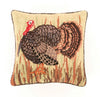 Wild Turkey Autumn Hunting Cabin Lodge Hook Wool Throw Pillow 16" Sq