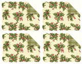 April Cornell Christmas Holly Cream Quilted Reversible Placemat Set of 4