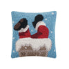 Santa Down Chimney Christmas Hook Wool Throw Pillow 10" Square