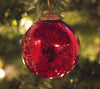 3" Mercury Colored Crackle Glass Ball Christmas Ornament Set of 4