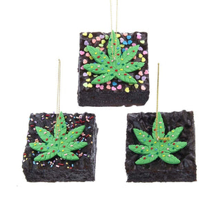 2.75" Sq Foam Cannabis Brownie with Sprinkles Ornaments Set of 3