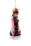 Cody Foster FRIDA CATLO Kahlo Cat Grandma Style Glass Christmas Ornament