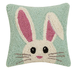 Easter Bunny Rabbit Hook Wool Spring Decor Pillow 10" Square