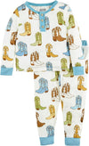 Mud Pie Kids Cowboy Boot Print Boys Bamboo Pajama 2 Pc Set