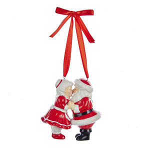 Kurt Adler Santa and Mrs. Claus 3.5" Kissing Christmas Ornament