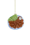 Cody Foster Plate of Buffalo Hot Wings Celery Blue Cheese Glass Christmas Ornament