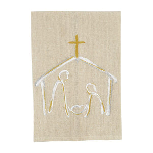 Mud Pie Home Nativity White and Gold Painted  Christmas  Bath Hand Towel