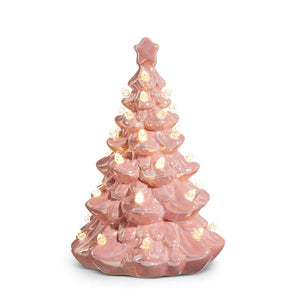 RAZ 8" Retro Light Pink Ceramic Vintage Style Christmas Tree