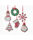 Kurt Adler 3.5" Claydough Frosted Christmas Sugar Cookie Tree Ornament-Set of 6