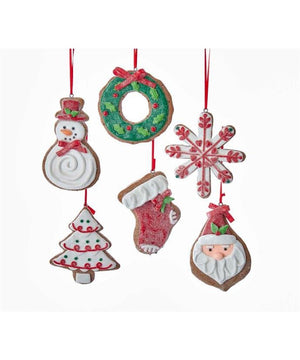 Kurt Adler 3.5" Claydough Frosted Christmas Sugar Cookie Tree Ornament-Set of 6