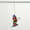 Retro Downhill Skier Racing Down Slope Christmas Glass Ornament