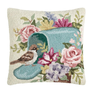 Spring Delivery Bird Mailbox Flowers Cottage Home Hook Wool 18" Sq