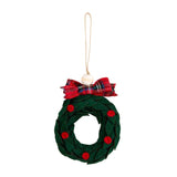 Mud Pie Home Green Wreath Tartan Bow Felt Handmade Sytle Christmas Ornament