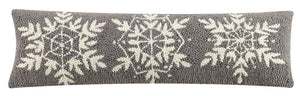 Winter Snowflake on Gray Hook Wool Lumbar Throw Pillow 8" x 24"