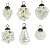 2" Mercury Glass Christmas Ornaments 6 Asst Shapes Set of 12