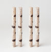 10" Tall Birch Tree Bark Theme Winter Christmas Taper Candle Set of 4