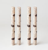 10" Tall Birch Tree Bark Theme Winter Christmas Taper Candle Set of 4