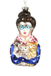 Cody Foster Crazy Cat Lady Quirky 4.5" Glass Christmas Ornament