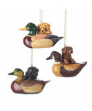 Kurt Adler 3.5" Lab Puppy Hunting Dog Duck Decoy Hunter Ornament Set of 3