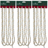 9 Foot Ivory and Gold Bead Christmas Tree Garland String Set of 3