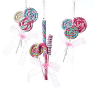 5.4" Pastel Lollipop Candy Cane Treats Christmas Ornament Set of 3