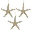 Kurt Adler Gold Glitter Starfish 5" Ocean Beach Christmas Ornament Set of 3