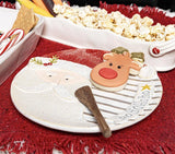 Mud Pie Home HO HO HO Santa Christmas Cheese Serving Plate Spreader Knife Set