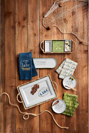 Mud Pie Home MY HAPPY PLACE Lakehouse Lake House Cabin Cheese Serving Plate Spreader Towel Set