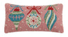 Festive Ornament 9" x 16" Christmas Pink Rectangle Hooked Throw Pillow