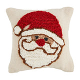 Mud Pie Home Santa Hook with Cream Canvas 8" Sq Mini Christmas Pillow